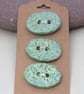 3 Medium Oval Verdigris Green Leaf Pattern Ceramic Buttons - Image 7