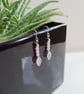 925 Silver & Purple Cats Eye & Pink Glass Leaf Dangle Earrings Earings Jewellery - Image 6