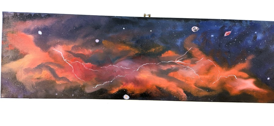 Original Nebula, Galaxy Painting on Panoramic Canvas