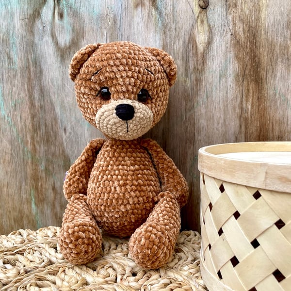 Handmade Crochet Plush Teddy Bear , Soft Micro Polyester Stuffed Animal