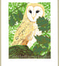 Owl - Barn Owl art - Original Limited Edition Linocut Print - Image 2