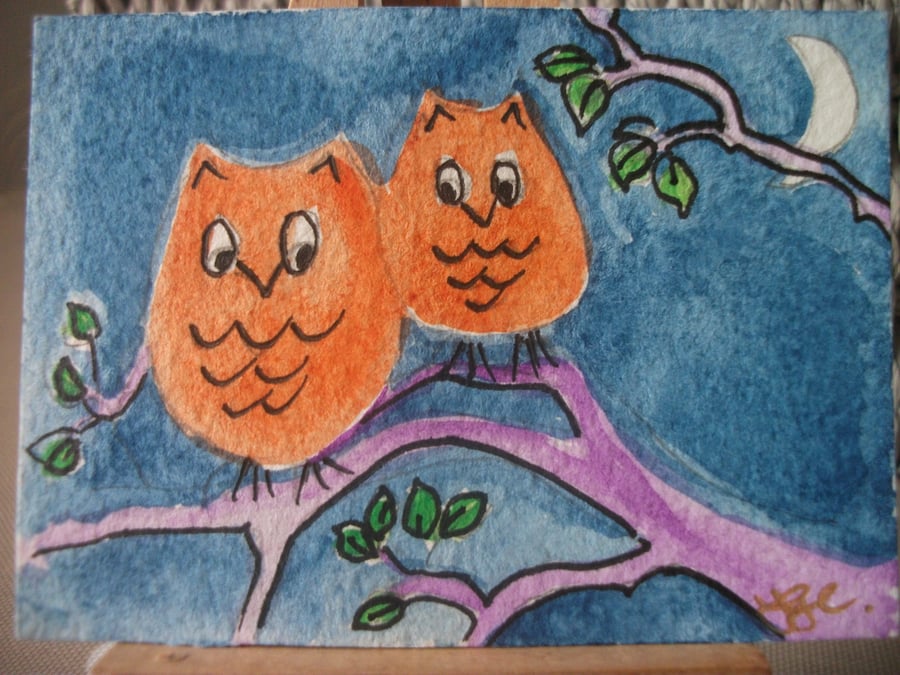 ACEO Two little owls