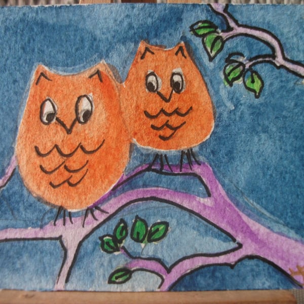 ACEO Two little owls