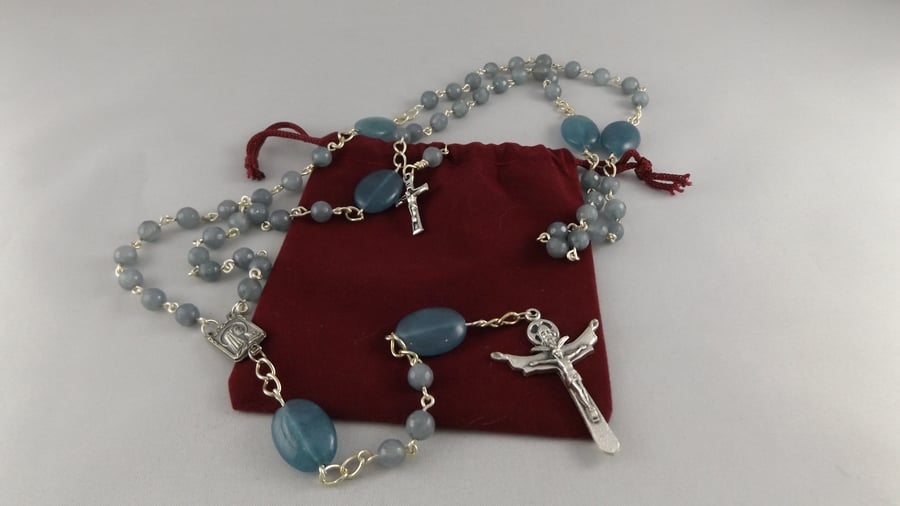traditional Rosary with Aquamarine