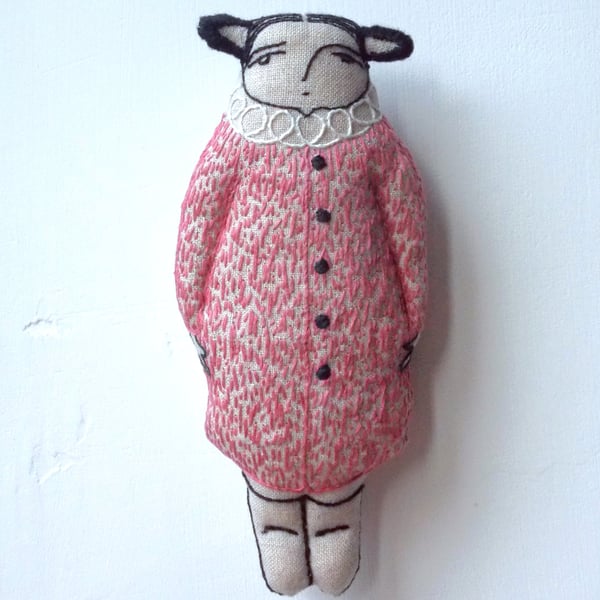 Miriam- A Hand Embroidered Textile Art Doll, Eco-friendly, 14cms, Free Delivery