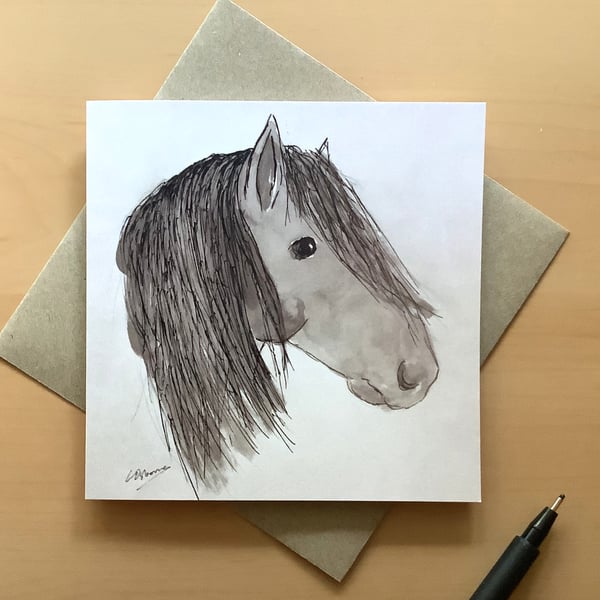 Greetings card - horses - ponies