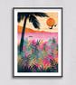 Sundown Art Print: Paradise Collection: palm tree, summer island holiday - Image 7