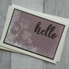 Brown Floral and Spot Paper - Hello - Blank Greetings Card