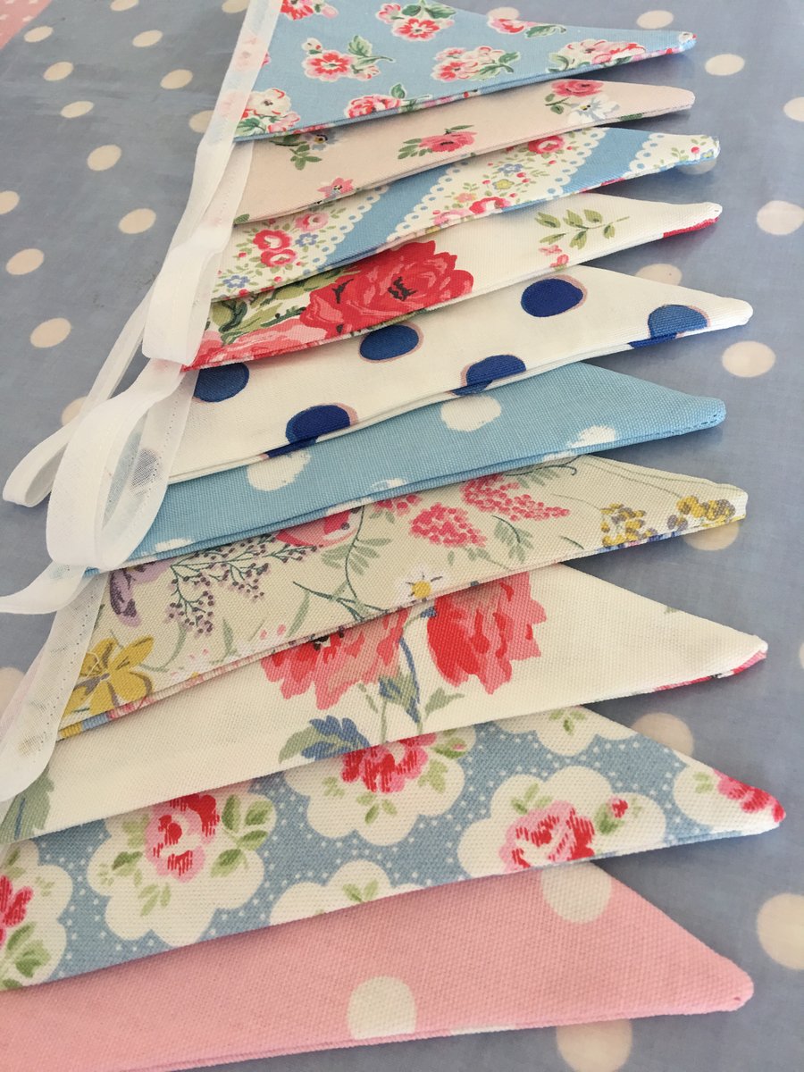 Cath Kidston Shabby chic cotton fabric bunting, banner, wedding,party flags