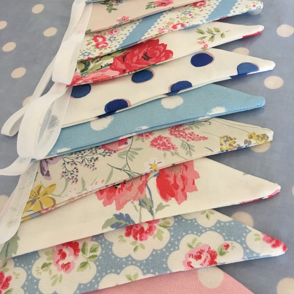 Cath Kidston Shabby chic cotton fabric bunting, banner, wedding,party flags