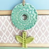 Retro style pottery hanging flower decoration Turquoise