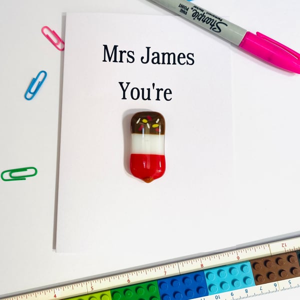 Fused Glass "You're FAB" CARD - Teacher Gifts, Thank you Card