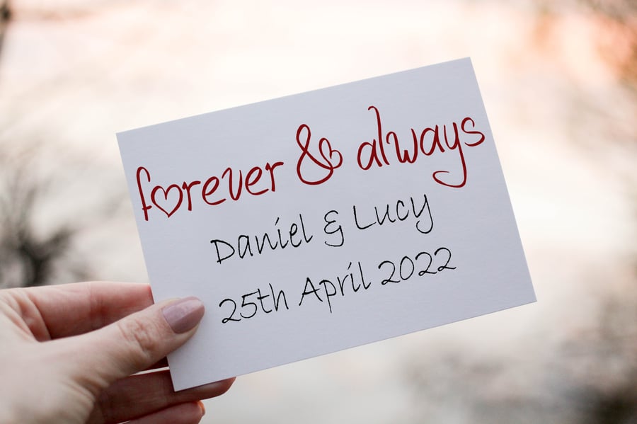 Forever & Always Wedding Card, Wedding Day Card, Custom Wedding Card
