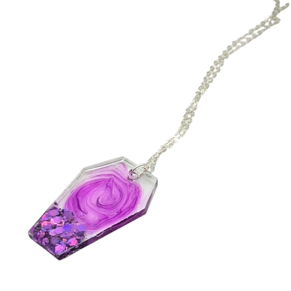 Halloween Resin Coffin Pendant Necklace 