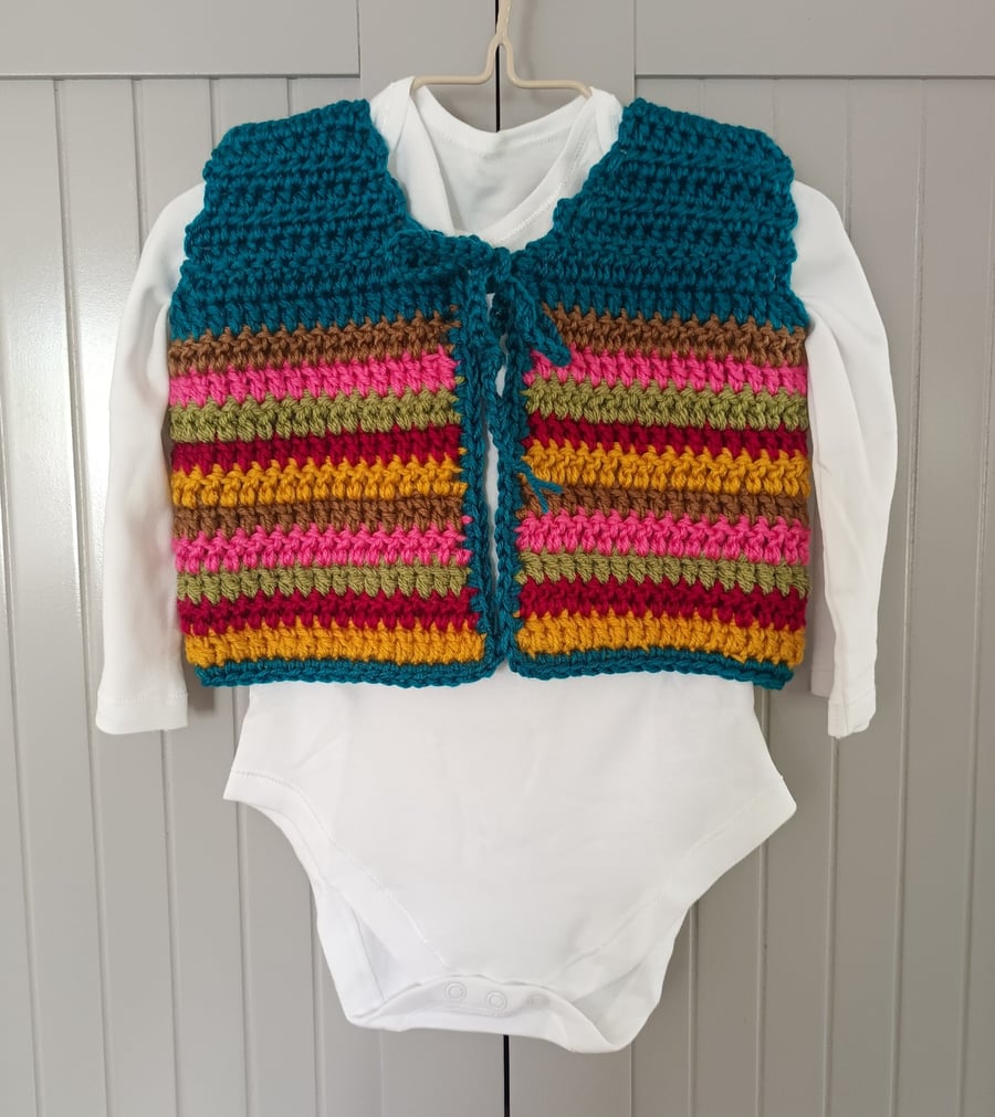 Colourful crochet baby waistcoast