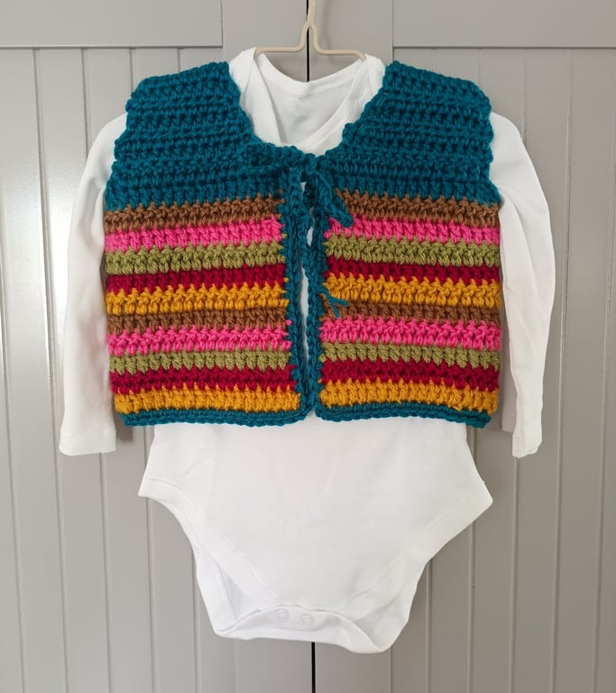 Colourful crochet baby waistcoast