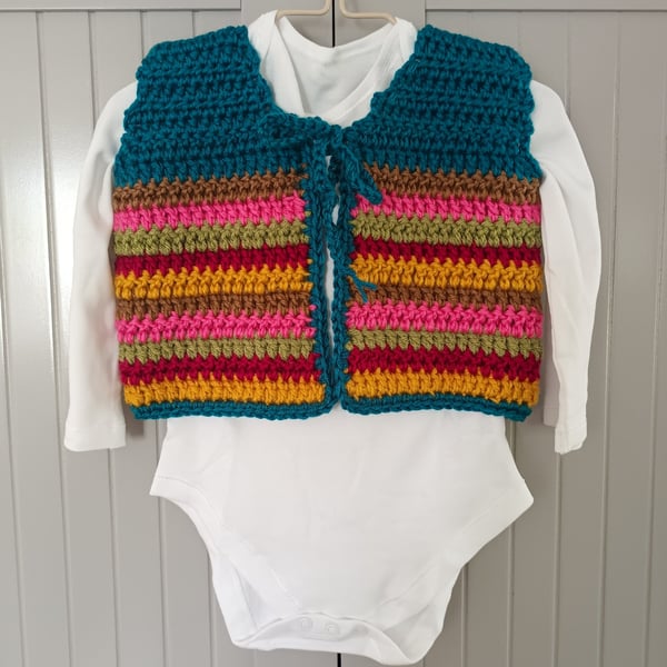 Colourful crochet baby waistcoast