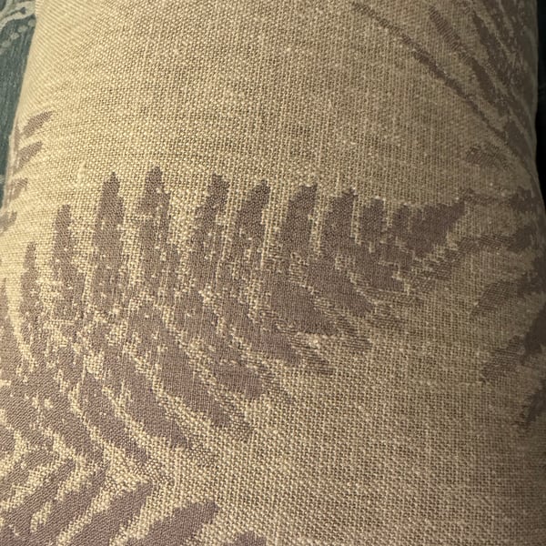 Handmade Reversible Bolster Cushion - Cork Effect & Fern Pattern