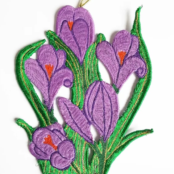 Crocus Embroidered Hanging Decoration 