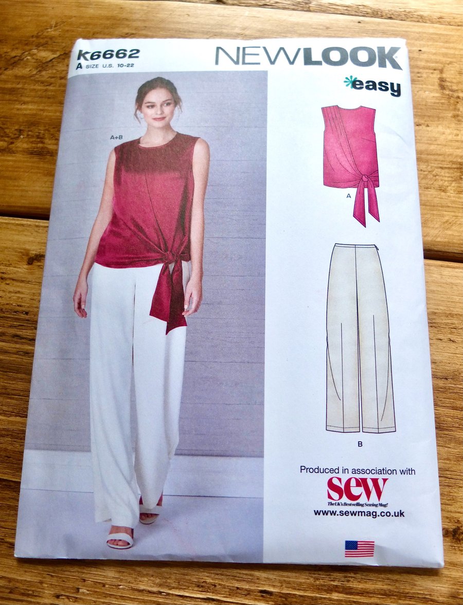 Brand New New Look Easy Paper Pattern K6662 Top and Trousers 10 - 22