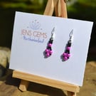 Black and Vibrant Pink Beadwork Earrings