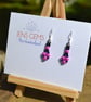 Black and Vibrant Pink Beadwork Earrings