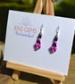 Black and Vibrant Pink Beadwork Earrings - Image 1