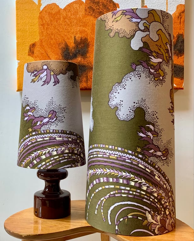 Groovy HARVEST MOON a HEALS Vintage Fabric Lampshade option 