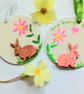 Set of 2 Easter bunny hanging decorations 