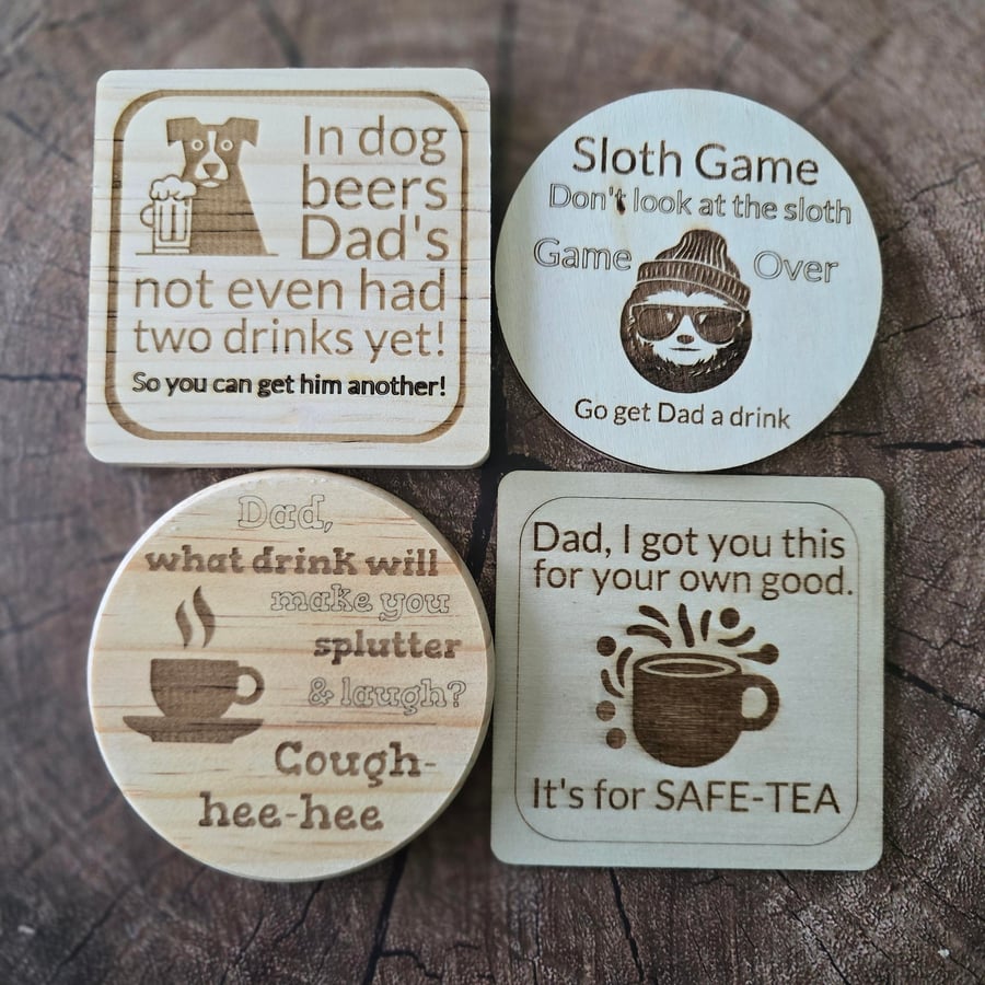 More Dad joke coasters - choice of designs & sizes