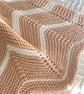 Caramel and white striped baby blanket in cotton yarn  - Image 4