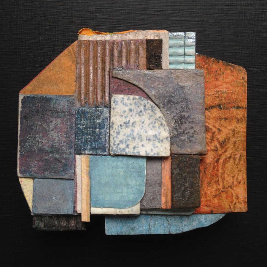 ARKADIA Abstract Art, rust, grey, turquoise, geometric, patchwork, fragments