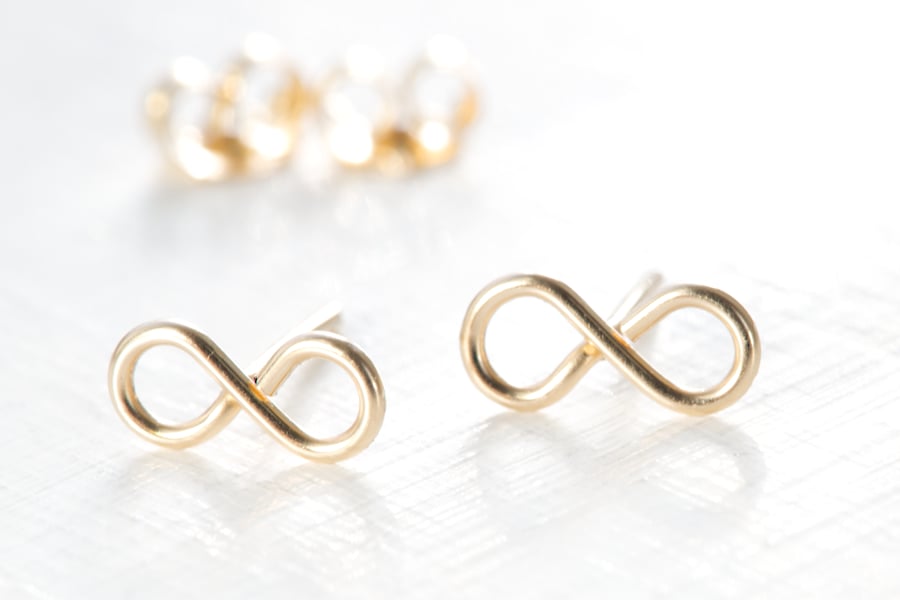 Handmade 14K Gold Filled Small Infinity Stud Earrings 