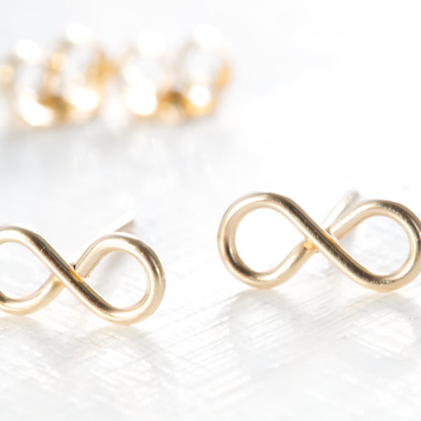 Handmade 14K Gold Filled Small Infinity Stud Earrings 