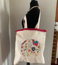 Hand painted tote with colourful floral elephant design  - Image 1