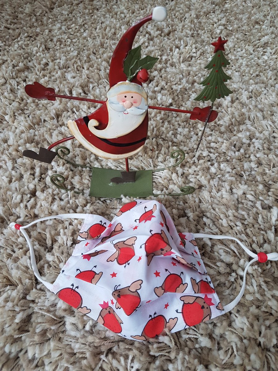 Adult festive face covering – Round Robin print