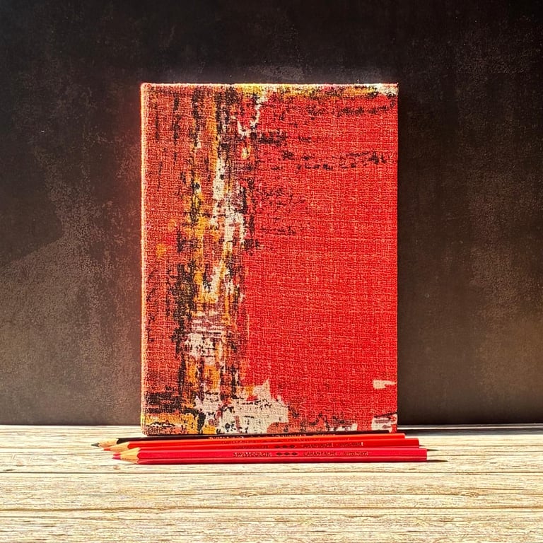 Handmade A5 'Cinnamon Spice' Journal with 1950's Vintage Barkcloth Fabric