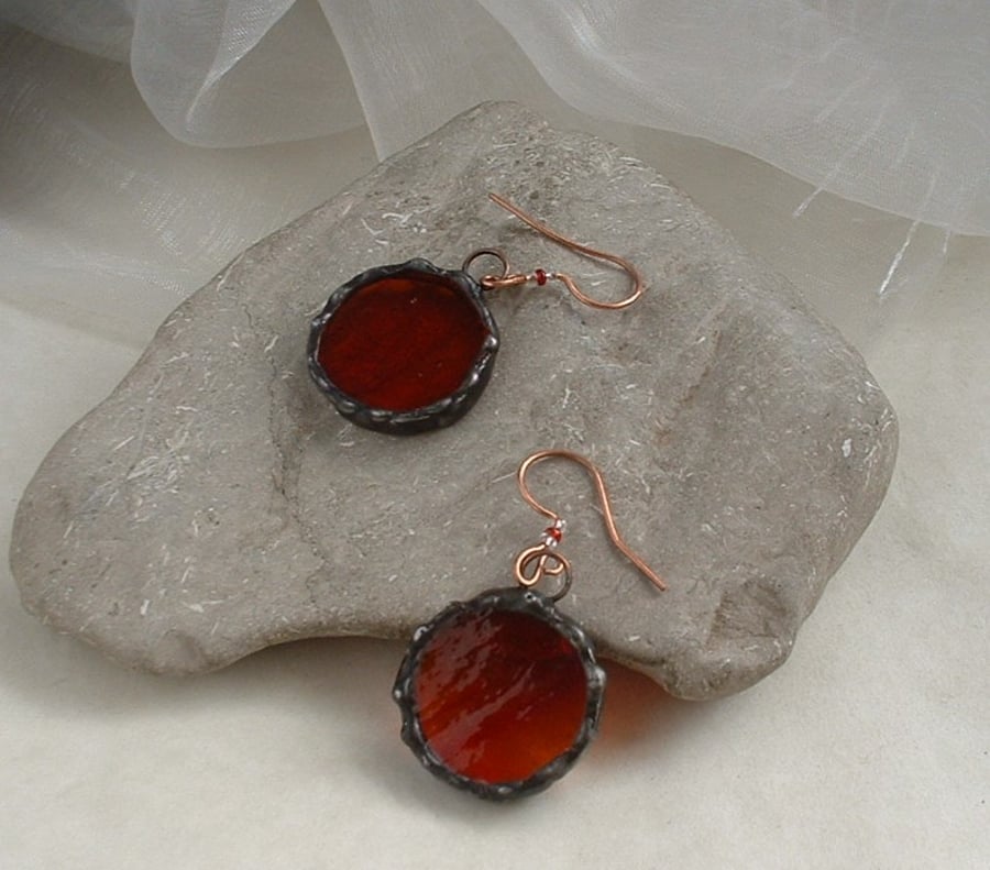 "Red Planet" Rustic Glass Earrings