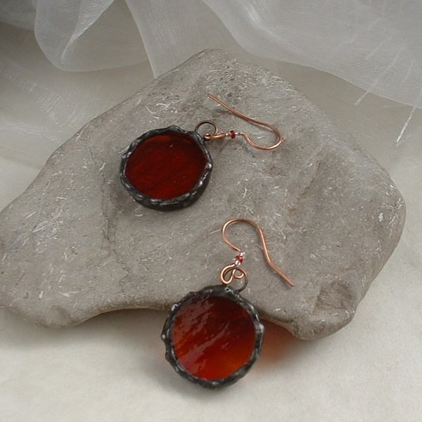 "Red Planet" Rustic Glass Earrings