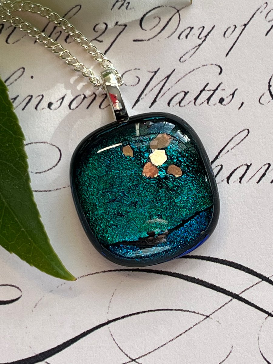 Fused glass pendant necklace