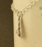 Designer Silver Pendant Necklace - Pink Quartz on Textured Silver - Image 5