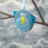 Blue Spotty Fused Glass Bird Decoration