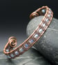 Snake Wire Weave Copper Cuff with Pale Blue AB Faceted Glass Beads - Image 1
