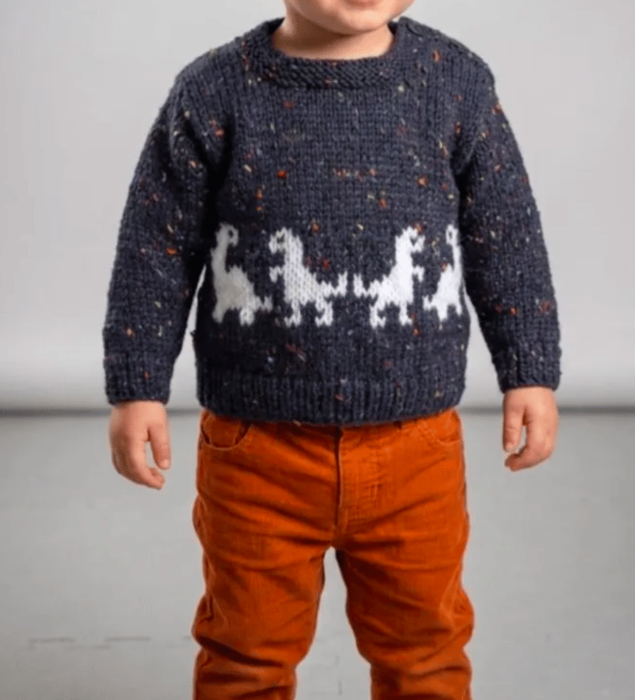 Knitting Pattern Small Dinosaurs Sweater and Hat (3-24 months)  Digital Pattern