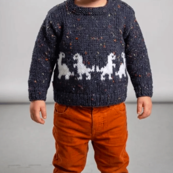 Knitting Pattern Small Dinosaurs Sweater and Hat (3-24 months)  Digital Pattern