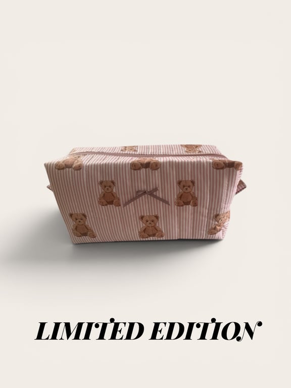 Large Boxy Makeup Bag.  Teddy Bear Collection.  Limited Edition 
