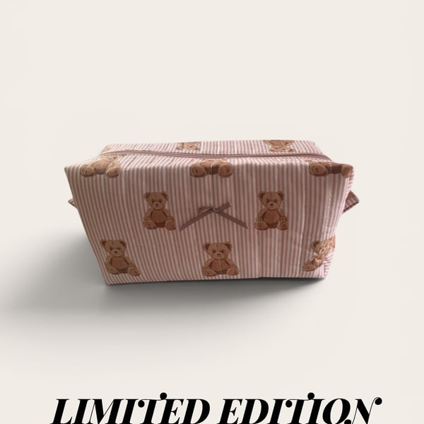 Large Boxy Makeup Bag.  Teddy Bear Collection.  Limited Edition 