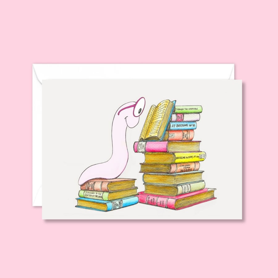 Bookworm Greeting Card: Book Lover Birthday Card (203)