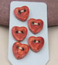 5 Small Heart Shaped Bright Copper Ceramic Buttons - Image 7