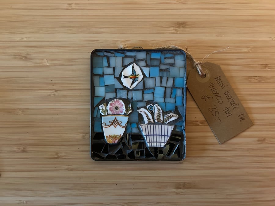 Mini mosaic in tabacco tin - Folksy